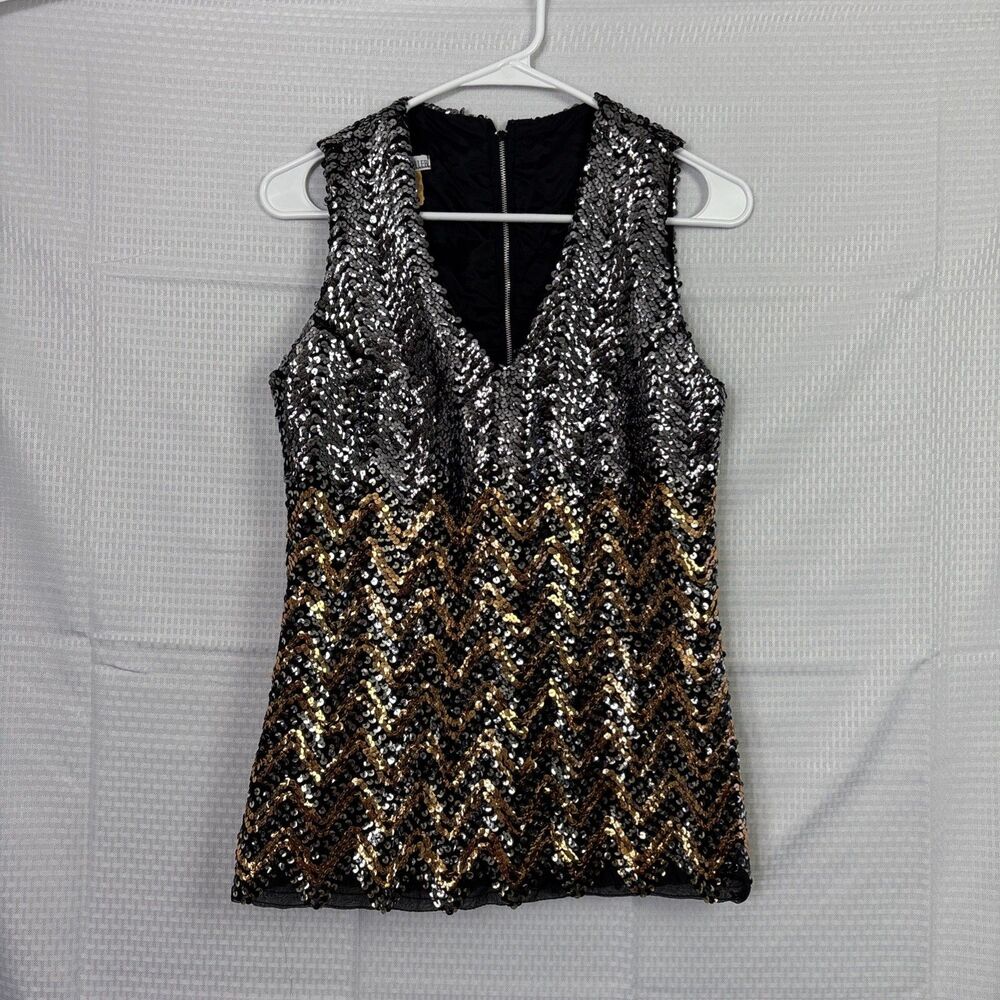 Bonwit Teller Vtg Sequins Top Blouse Womens Size 7 / 8 Cocktail Party Glam Event